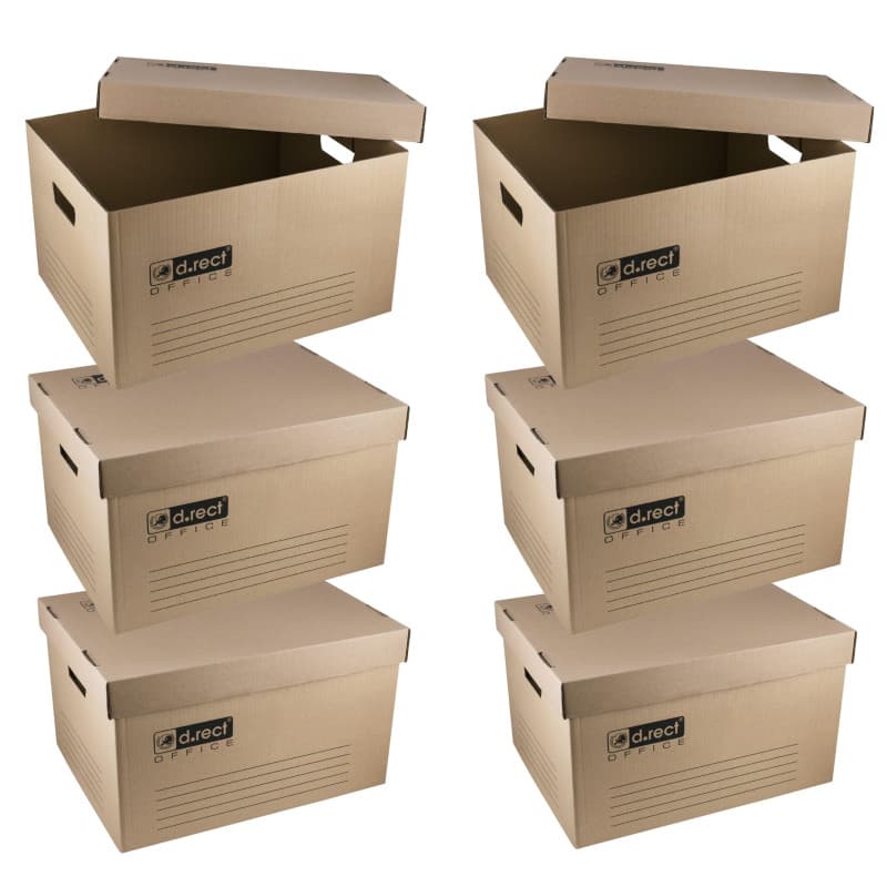 D.RECT KEEP.IT - Lot de 6 Boîtes d'Archives avec Couvercle Séparé en Carton Renforcé