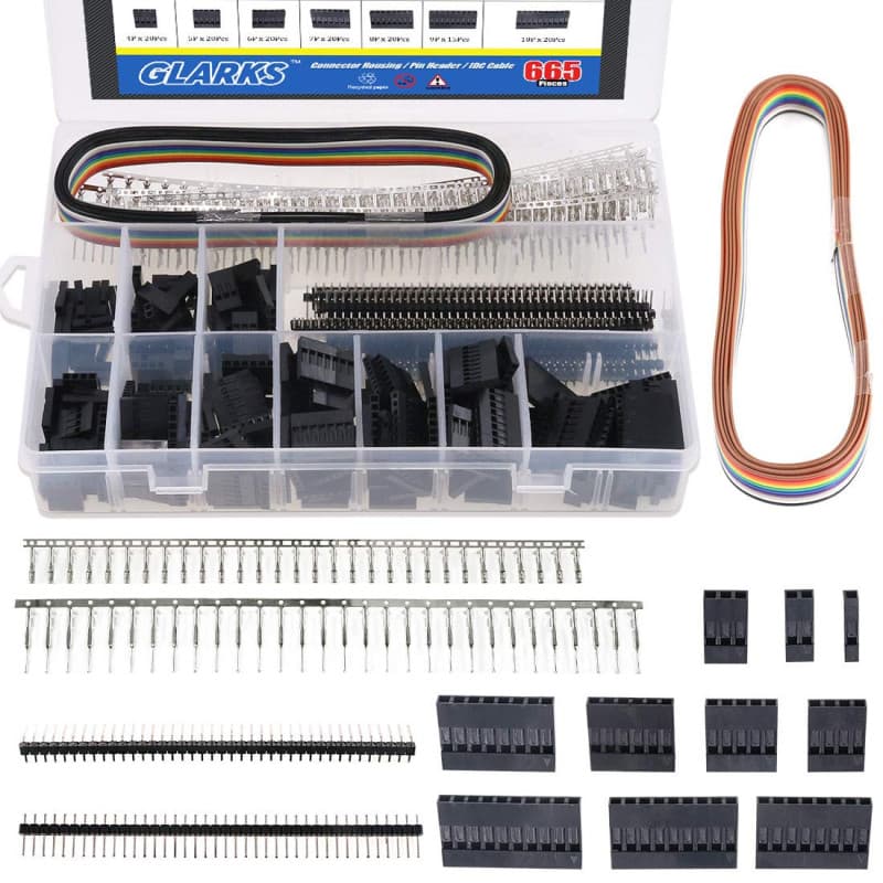 Kit de 635 Connecteurs Mâle/Femelle Glarks avec Câbles IDC Multicolores
