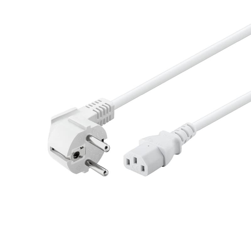 Câble d'Alimentation Coudé 2,5m Blanc pour Appareils Froids - Goobay