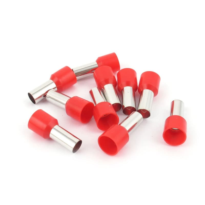 Cosses à Sertir Isolées Rouges - 10 Pièces 16mm² pour Câblage Électrique