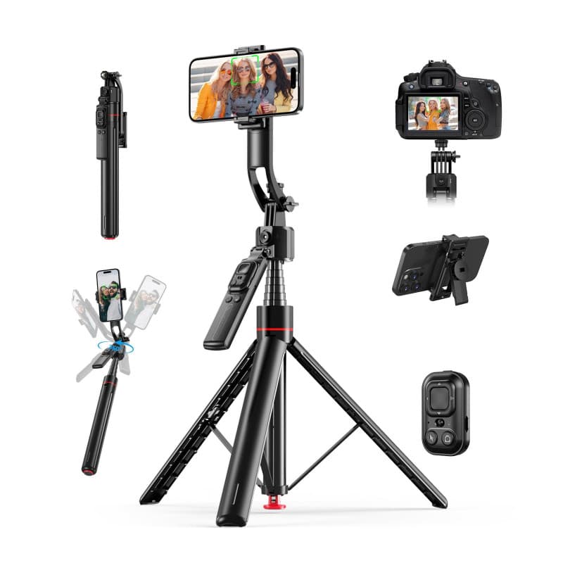 Trépied Selfie Stick AI 360° avec Suivi de Visage et Télécommande Bluetooth