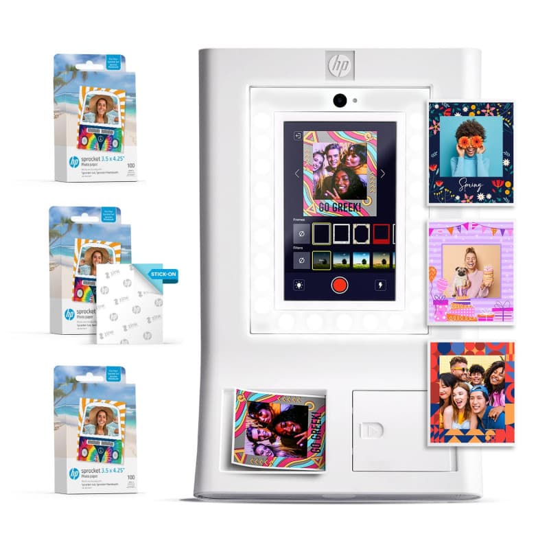 Imprimante Instantanée HP Sprocket Photobooth avec Papier Autocollant
