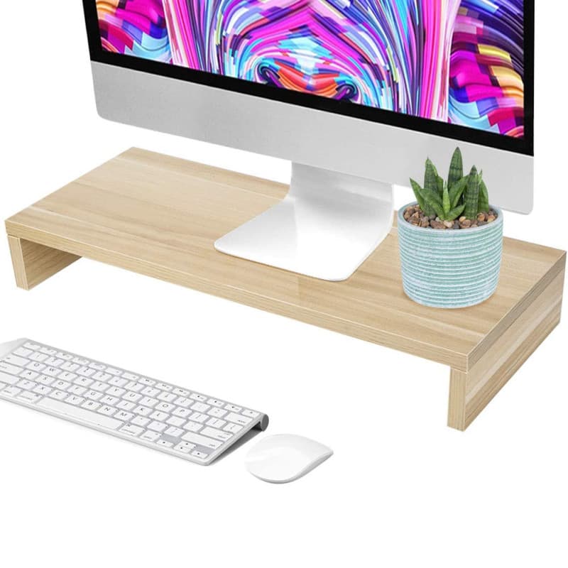 Support en Bois pour Écran d'Ordinateur - Réhausseur Pratique pour Bureau et Maison