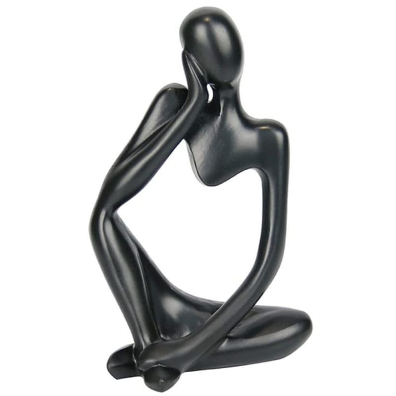 Sculpture Abstraite NatureMan - Statue de Penseur en Résine Noir pour Décoration Intérieure