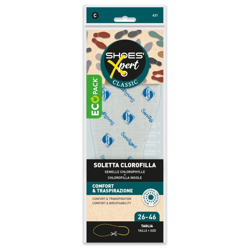 Semelles Antibactériennes Chlorophylle SHOES'Xpert - Confort Sur Mesure 26/46