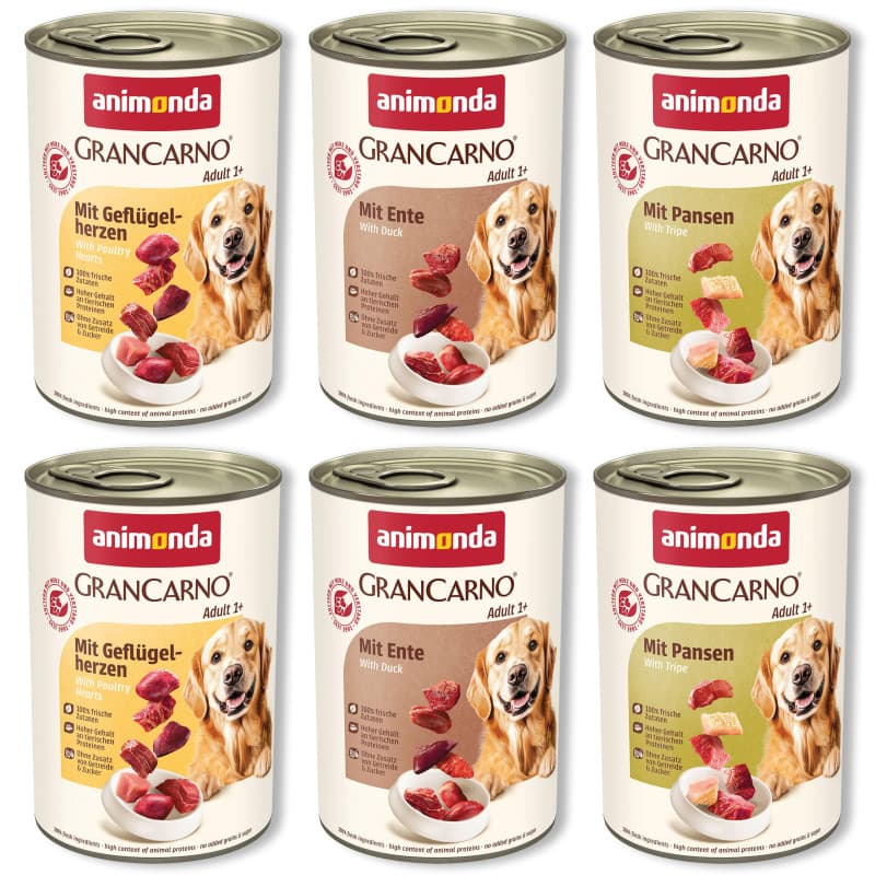 Grancarno Nourriture Humide pour Chien Adulte - 6 x 400 g, Ingrédients 100% Frais