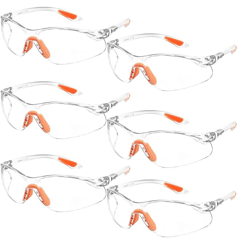 Lot de 6 Lunettes de Sécurité Professionnelles Anti-Buée et Résistantes aux Rayures