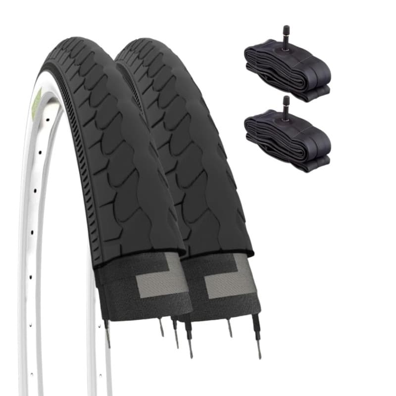 Lot de 2 Pneus 26 x 1 3/8 BianCONERI avec Chambres à Air pour Vélo