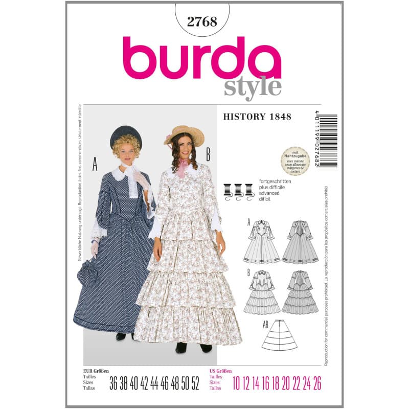Patron de Couture Burda B2768 pour Robe Femme Élégante 36-52