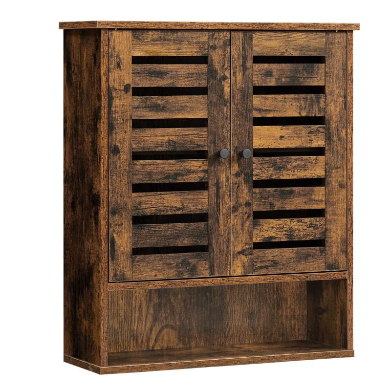 VASAGLE Armoire Murale Suspendue pour Salle de Bain en Bois Marron Rustique
