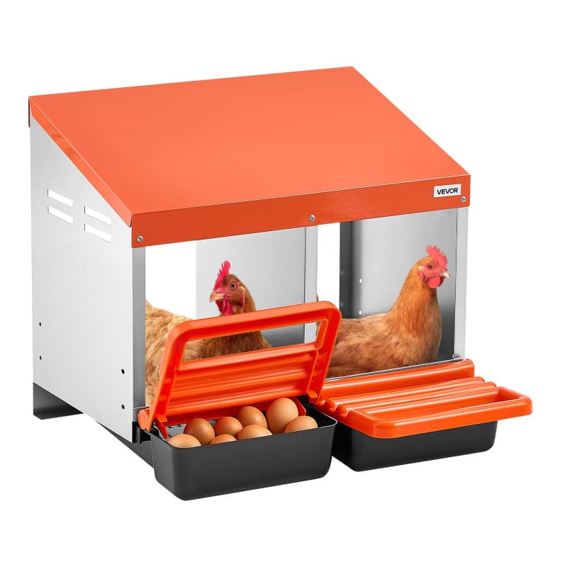 Nichoir à Poules VEVOR en Acier Galvanisé avec 2 Compartiments