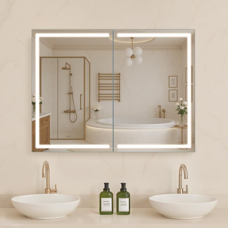 Armoire Murale de Salle de Bain VEVOR avec Miroir LED et Étagère Réglable