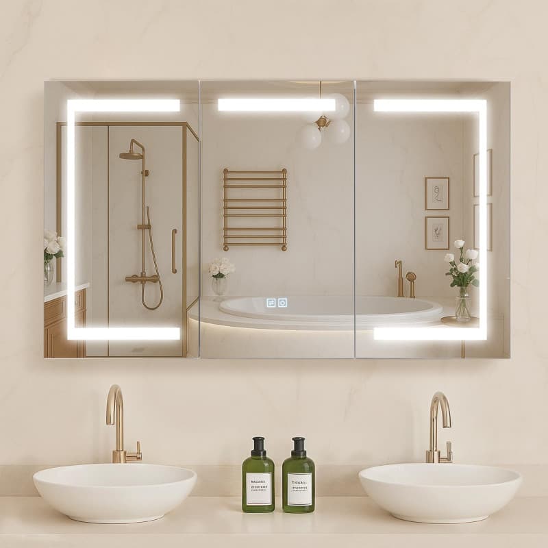 Armoire Murale de Salle de Bain VEVOR avec Miroir LED et Étagères Réglables