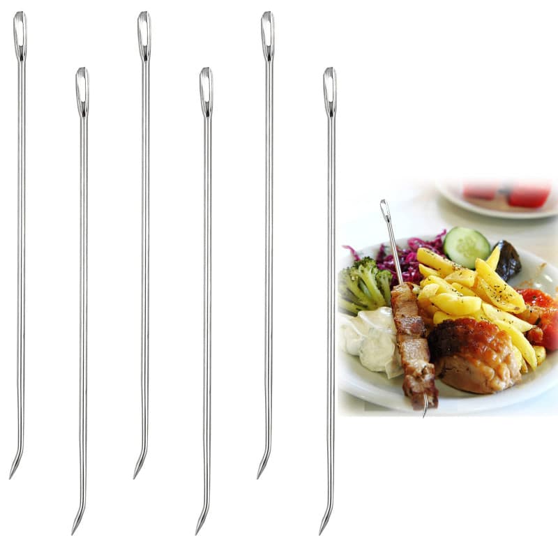 Lot de 6 aiguilles à rôtir en acier inoxydable - Idéal pour viandes et légumes