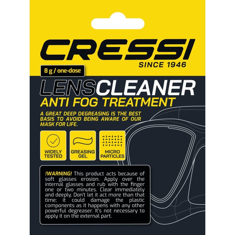 Chiffon Dégraissant Monodose Cressi pour Lentilles de Masques de Plongée - 8 g