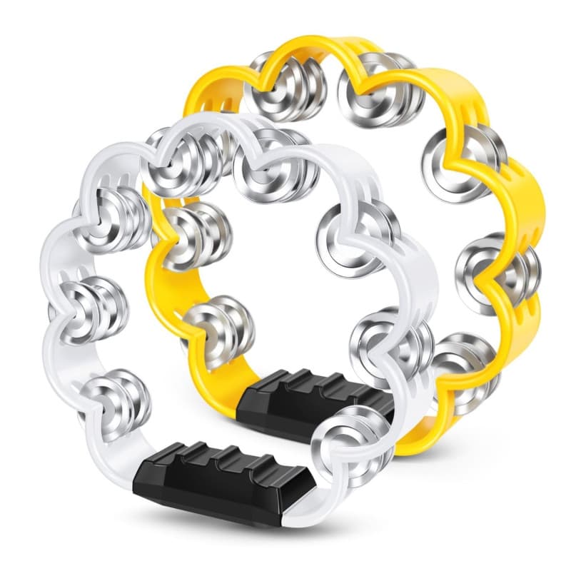 Lot de 2 tambourins à fleurs Flexzion - Instruments de percussion colorés et ergonomiques