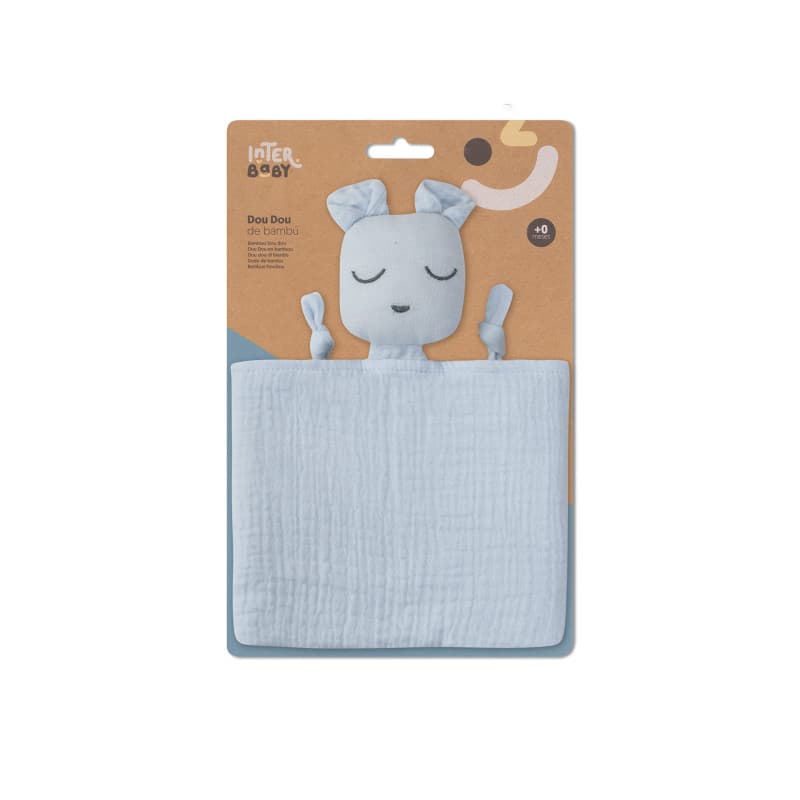 Dou Dou Ours en Mousseline Bleu pour Bébé - Confort et Apaisement