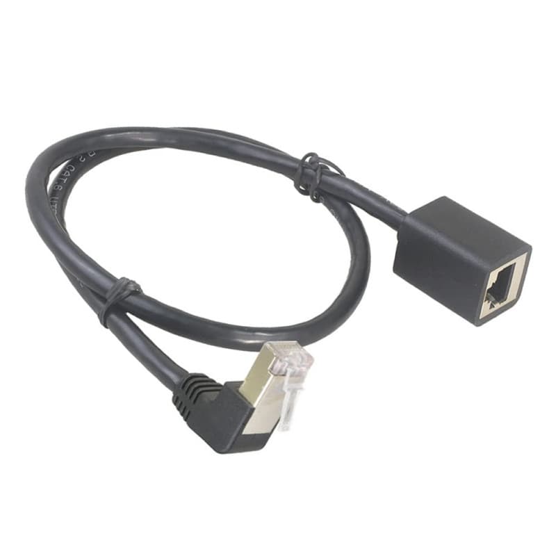 Bolwins Rallonge Ethernet Coudée 90° RJ45 - 50 cm, Gigabit 10/100/1000 Mbps