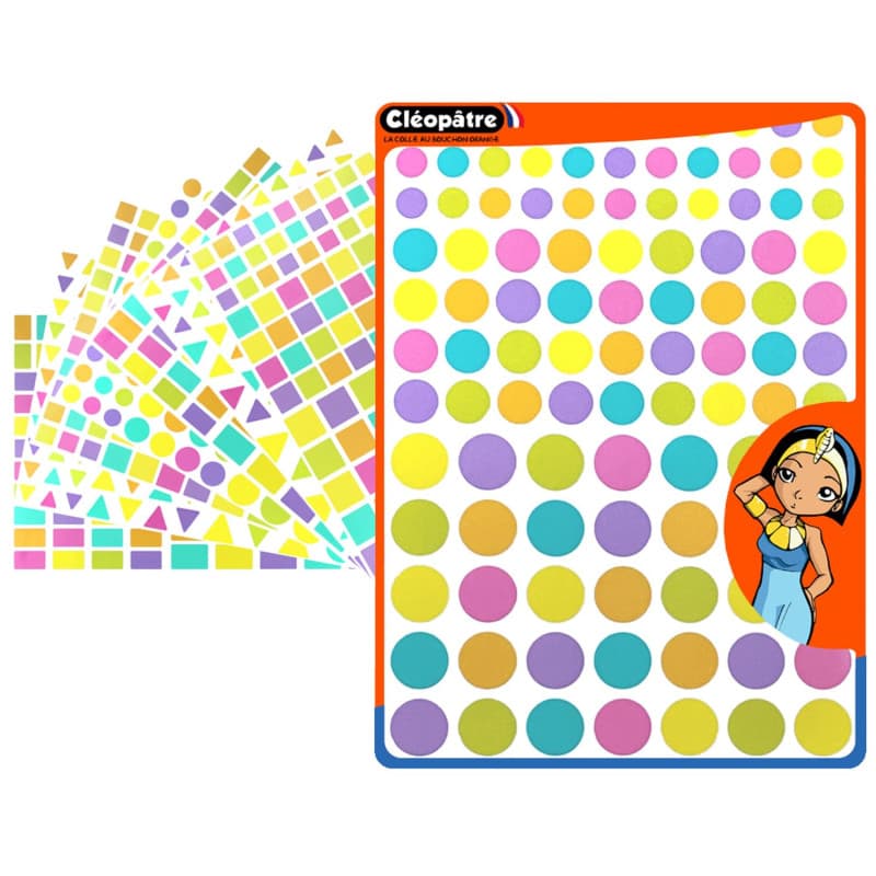 Gommettes Autocollantes Géométriques Cléopâtre - 6 Couleurs Pastel - 40 Feuilles
