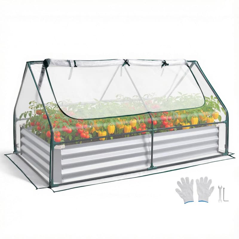 VEVOR Potager Surélevé Métal avec Serre 180x90 cm - Jardinage Pratique et Saisonnier