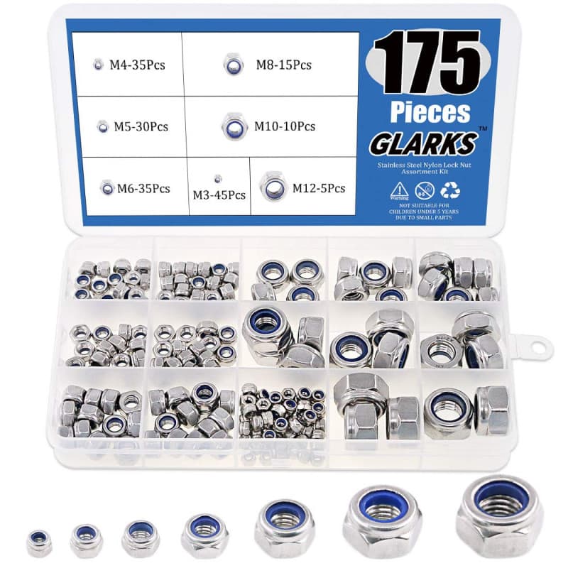 Kit d'Écrous en Acier Inoxydable 304 avec Rondelles en Nylon - 175 Pièces