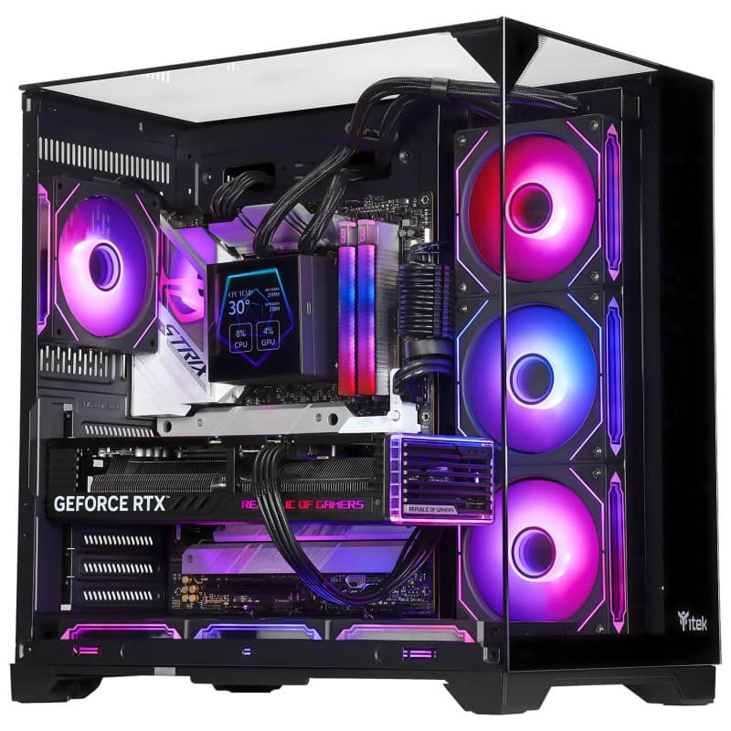 Boîtier Gaming iTek Dark Cave PANO - ATX avec 4 Ventilateurs ARGB