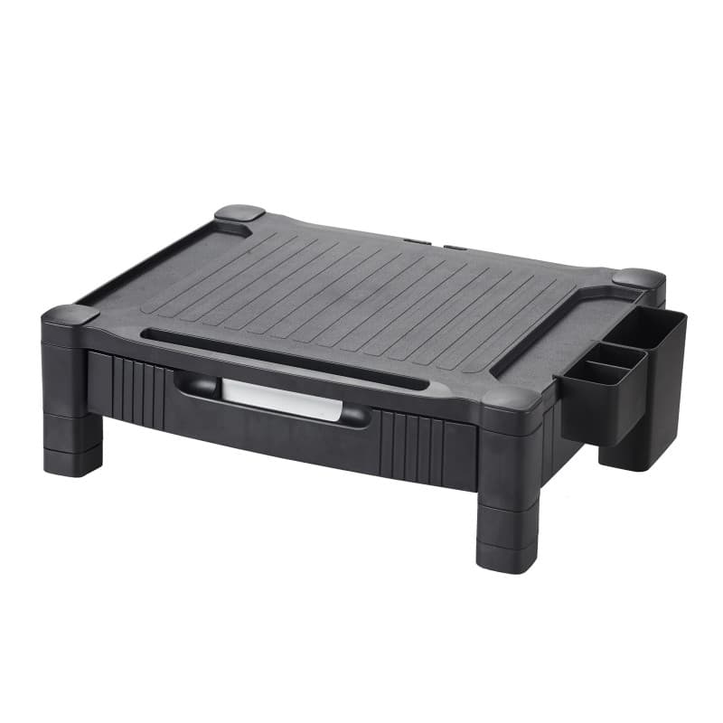 Support d'Écran Ergonomique Q-Connect avec Tiroir et Gestion des Câbles - Noir