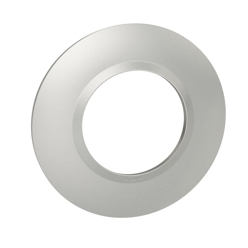 Plaque Murale Ronde Dooxie 1 Poste Aluminium Mat avec Bague Chrome - Legrand