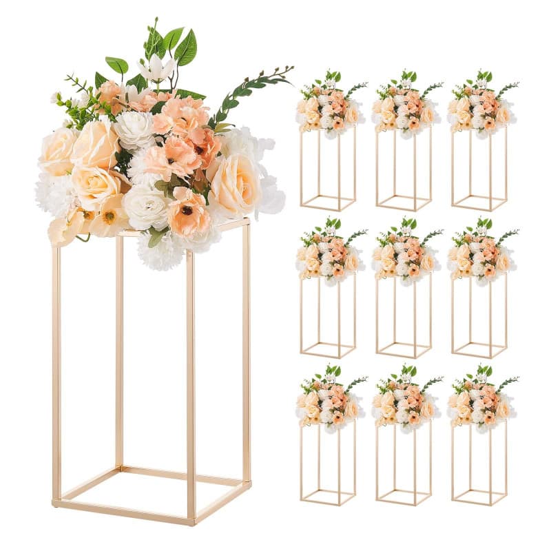 Support Floral Doré pour Mariage - Lot de 10 Présentoirs Élégants