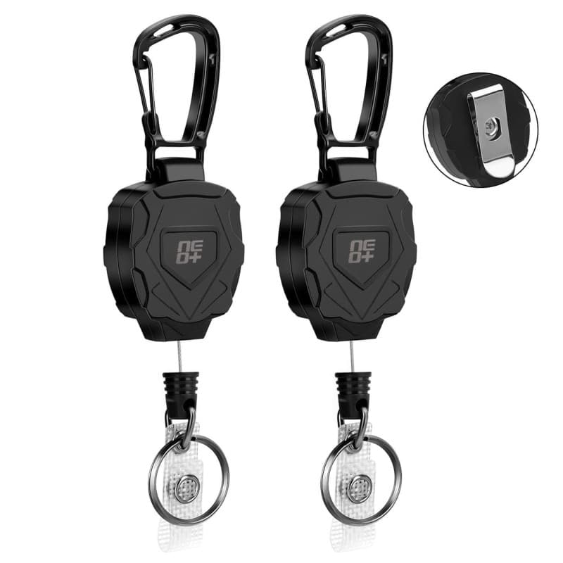 NEO+ Lot de 2 porte-clés rétractables avec clip de ceinture