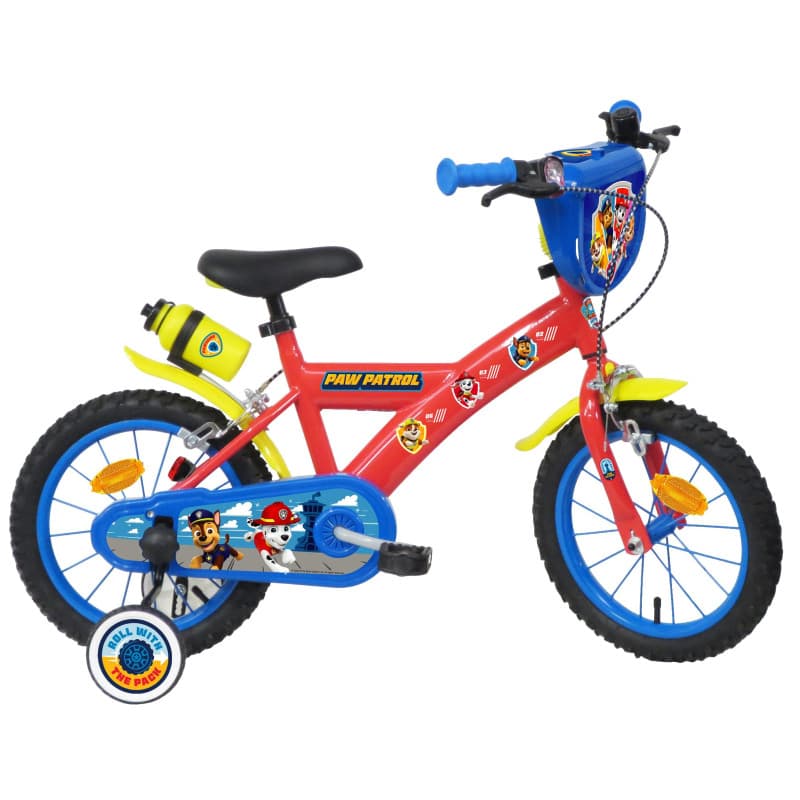 Vélo 14'' Garçon Pat'Patrouille avec Freins et Stabilisateurs Amovibles
