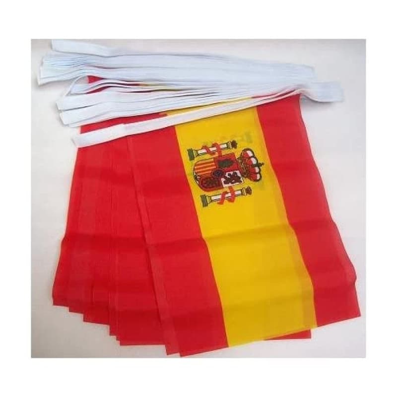 Guirlande de Drapeaux Espagnols - 4 Mètres avec 20 Fanions en Polyester