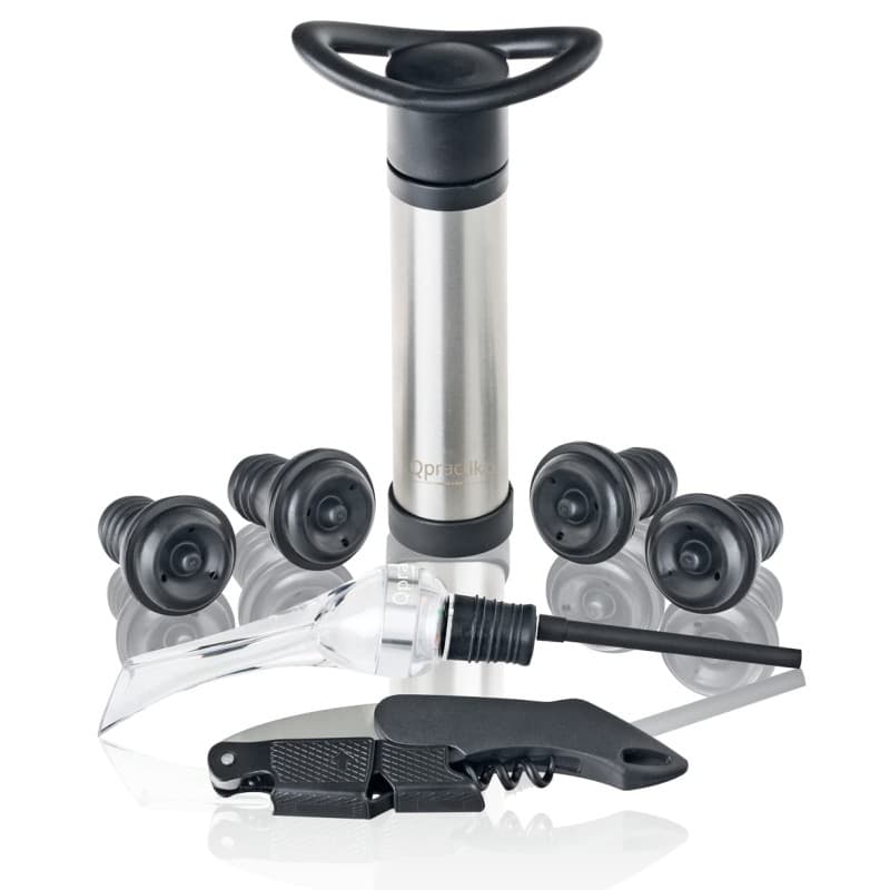 Coffret Accessoires Vin Qpractiko en Acier Inoxydable - Élégance et Conservation