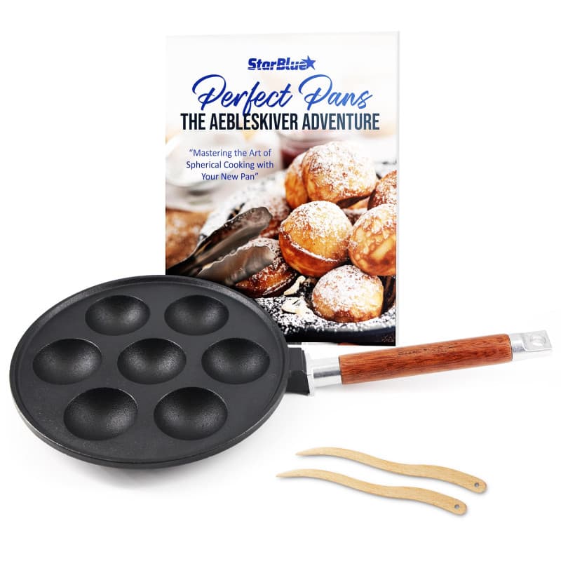 Poêle Aebleskiver en Fonte à 7 Trous avec Poignée Amovible - StarBlue