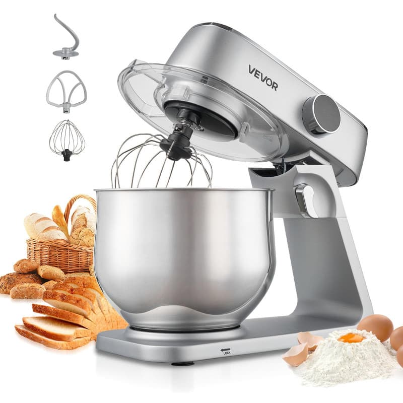 VEVOR Robot Pâtissier 7,4 L avec Tête Inclinable et Accessoires