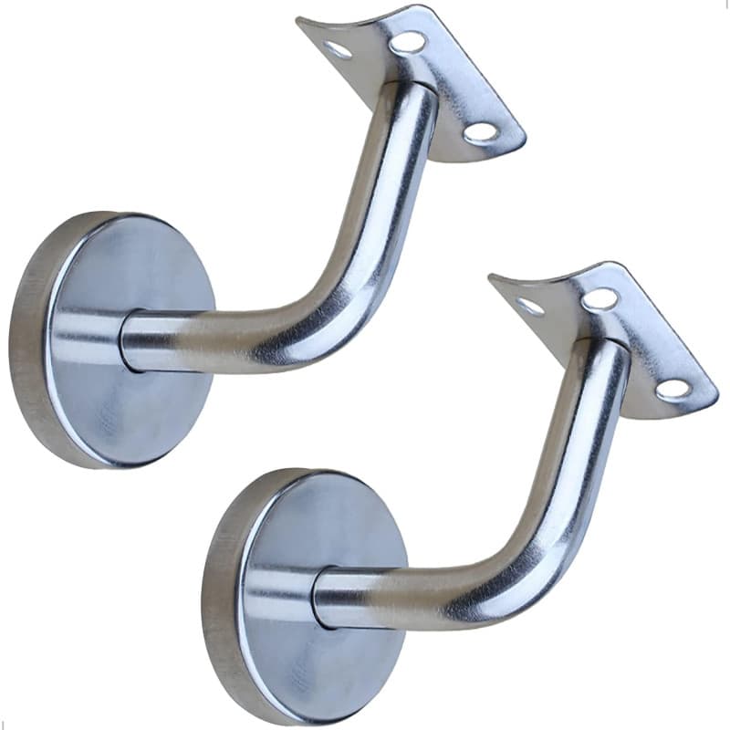 Lot de 2 Supports Muraux en Acier Inoxydable Poli - Argenté