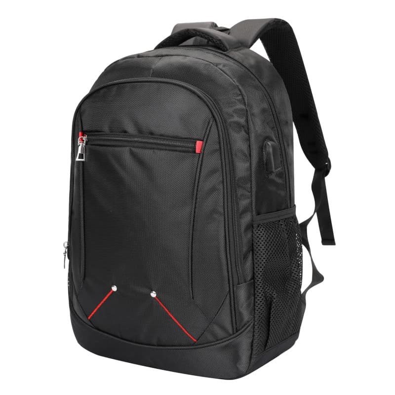 Sac à dos d'écolier noir avec port USB et compartiment ordinateur