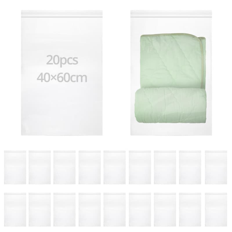 QWORK Sacs Refermables Réutilisables - Lot de 20 Sacs en Plastique pour Rangement