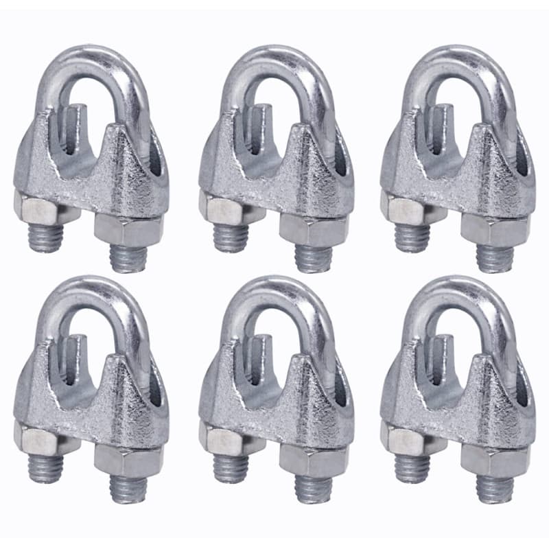 Lot de 6 colliers de serrage M10 en acier pour câbles Ø 14 mm
