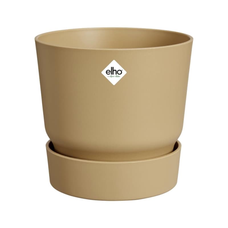 Pot de Fleurs Elho Greenville Rond 30 avec Réservoir d'Eau - Beige Sable Doré