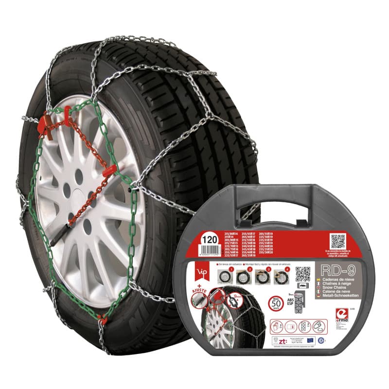 Chaînes à Neige Métalliques RD9 - Taille 120 avec Gants Inclus