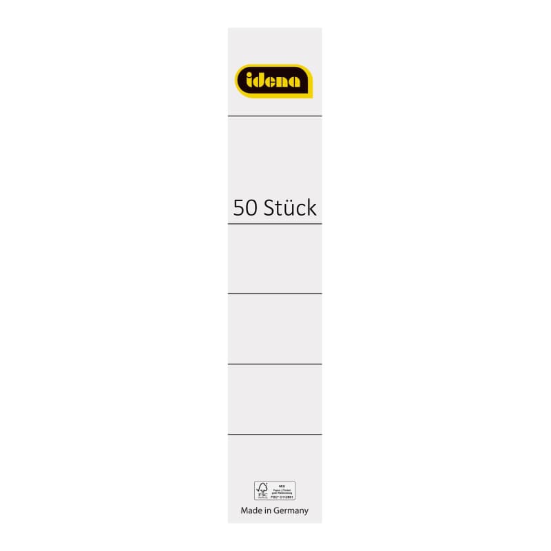 Étiquettes de Dos Blanches Idena - 50 Autocollantes pour Classeur 5 cm