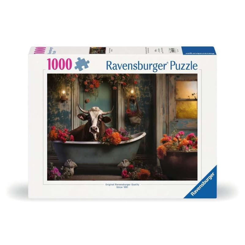Ravensburger Puzzle 1000 pièces - La vache dans la baignoire - Détente et Relaxation