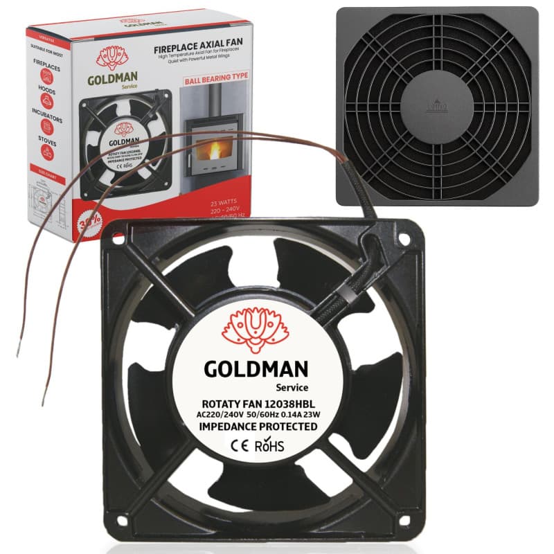 Ventilateur Axial Haute Température avec Grille et Filtre pour Cheminée - 120 mm