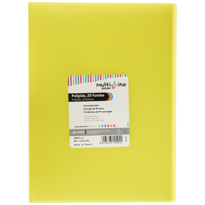 Protège-documents A4 Grafoplás avec 20 pochettes en polypropylène Jaune
