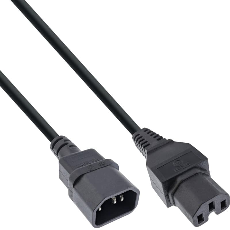 Rallonge Câble Alimentation InLine C15 vers C14 0,5 m Noir