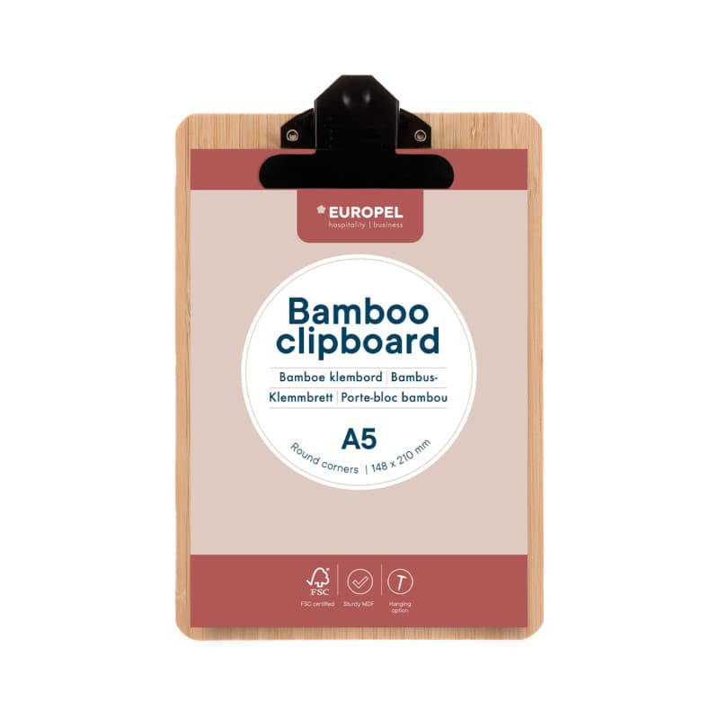 Presse-papiers en Bambou Europel A5 avec Clip Métallique