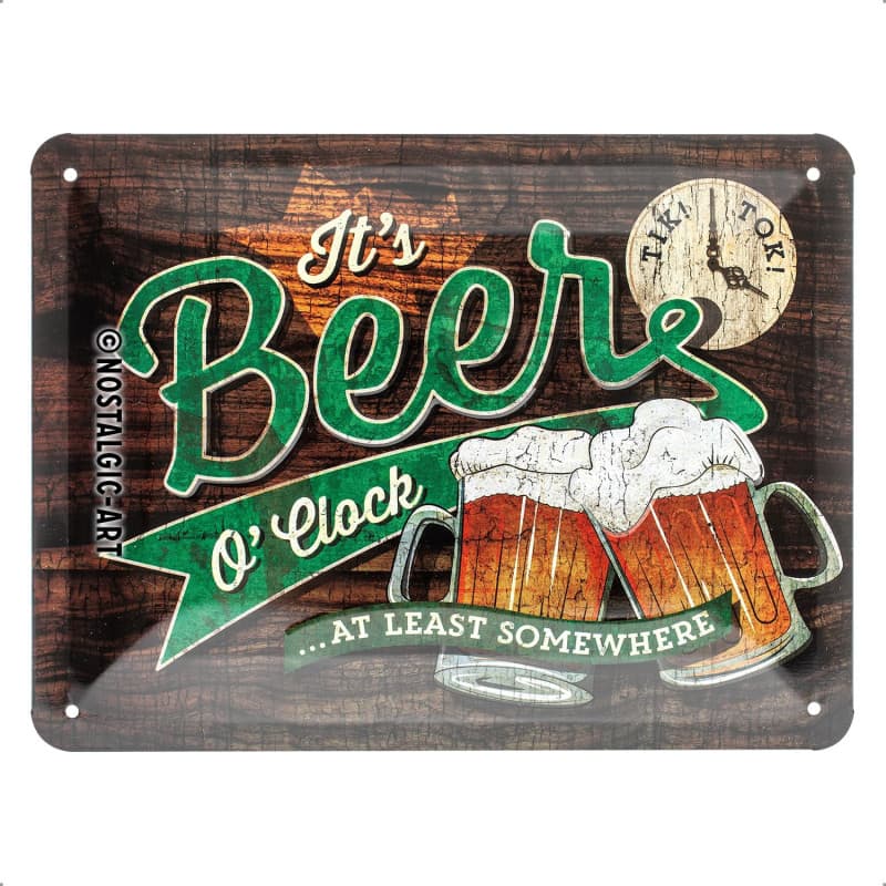 Plaque Murale Vintage Beer O' Clock en Métal - Décoration Rétro