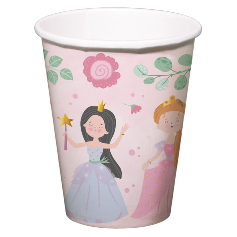 Lot de 8 gobelets décoratifs princesse rose pour anniversaire