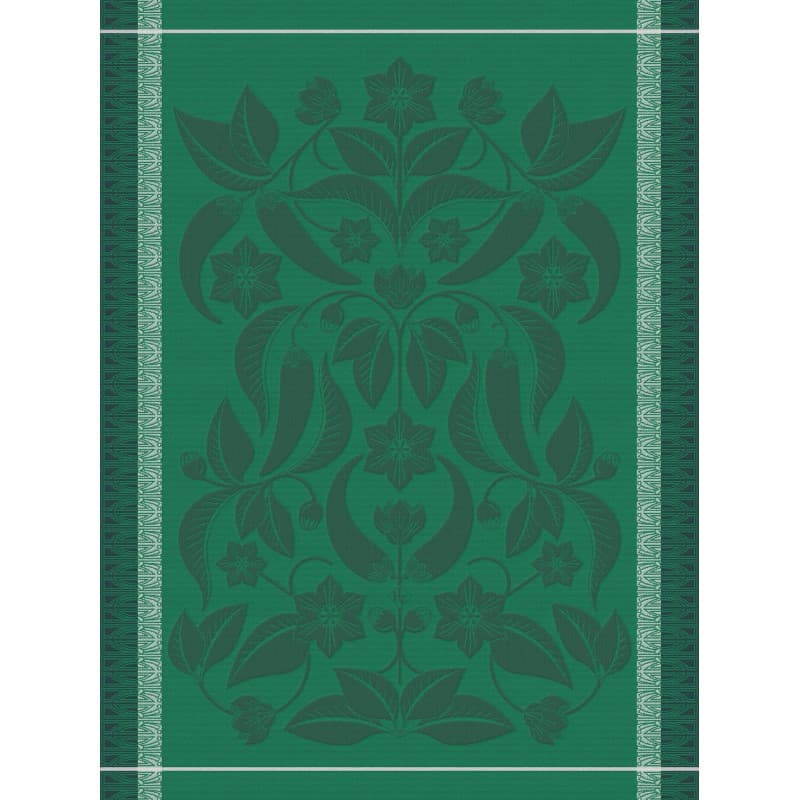 Torchon en Coton Piments Verts - Le Jacquard Français 60 x 80 cm